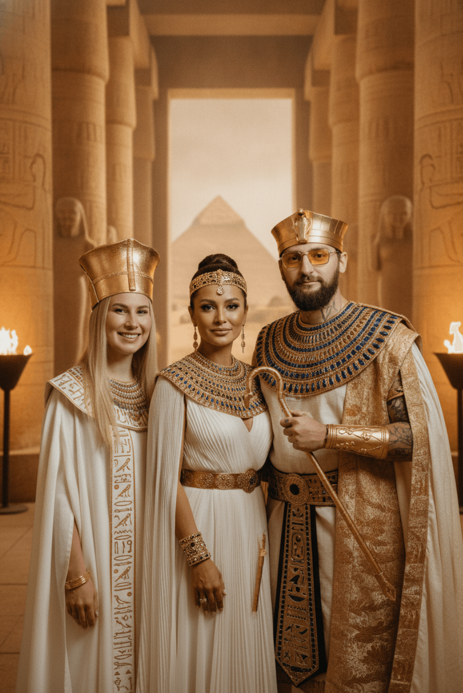 A group of guests turned by AI into ancient Egyptian royalty